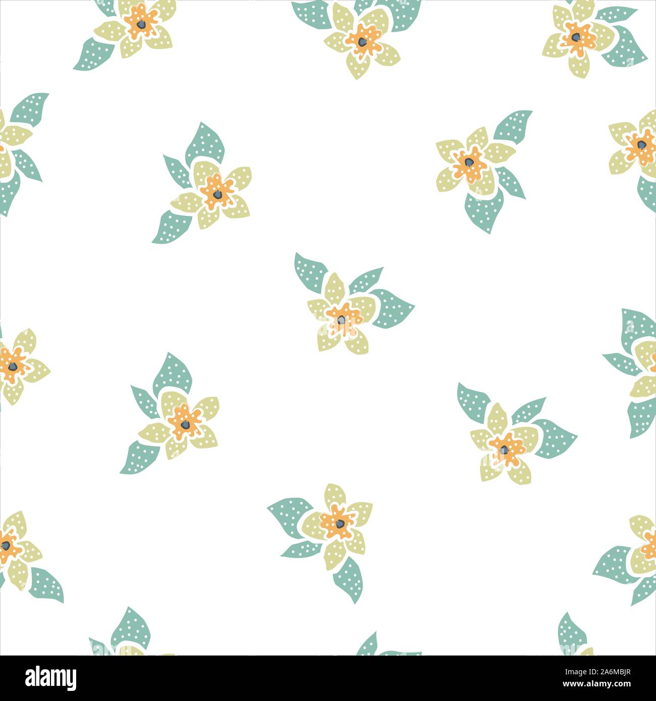 Seamless Pattern with Cute Flowers. Hand Drawn Scandinavian Style ...