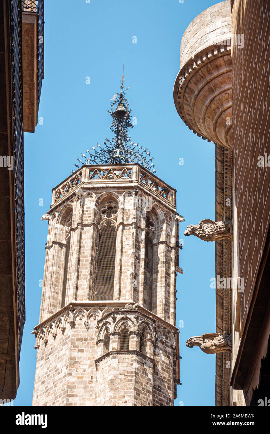 Barcelona Spain,Catalonia Ciutat Vella,historic center,Gothic Quarter,Cathedral of the Holy Cross & Saint Eulalia,Gothic Roman Catholic cathedral,exte Stock Photo