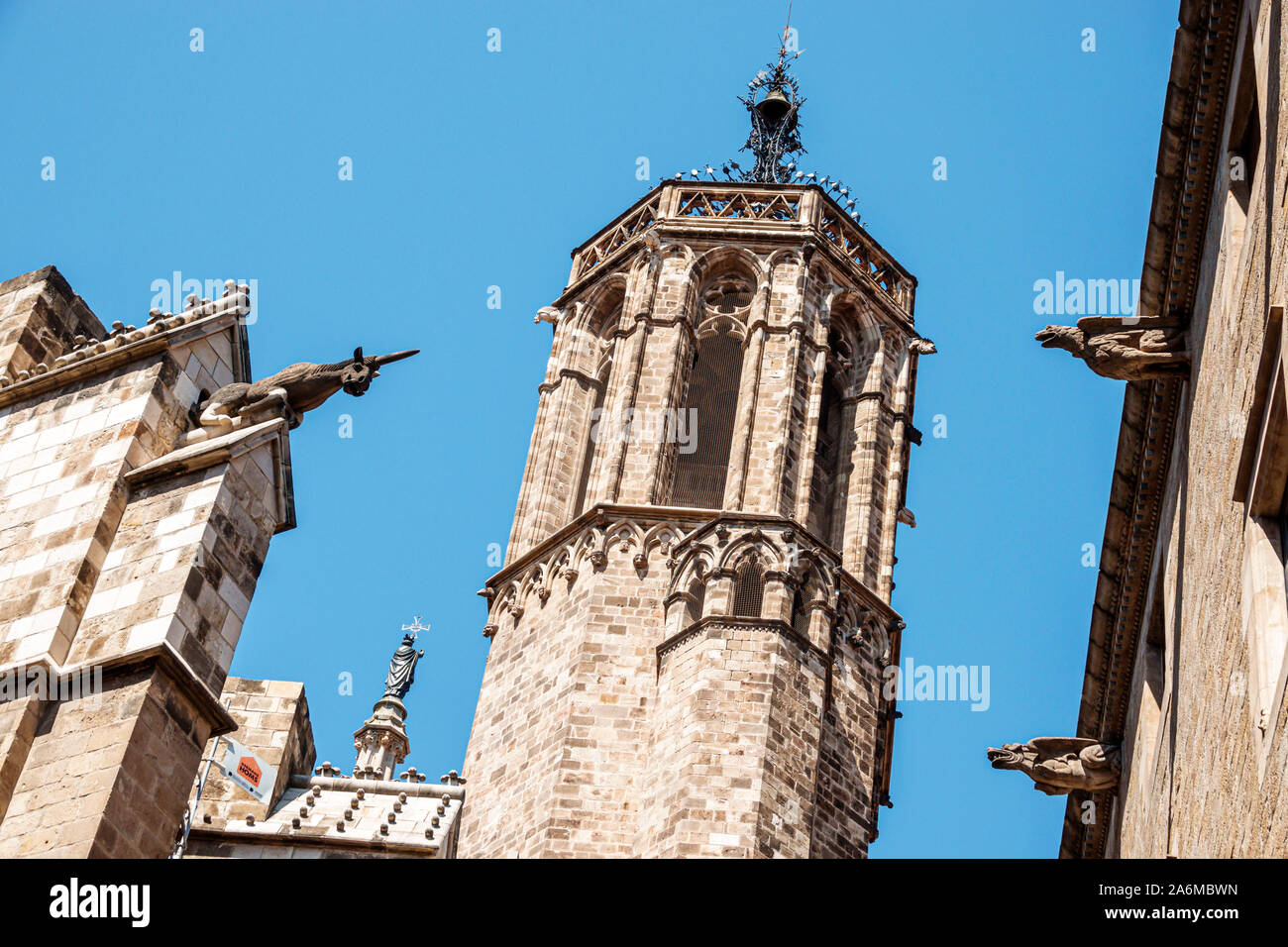 Barcelona Spain,Catalonia Ciutat Vella,historic center,Gothic Quarter,Cathedral of the Holy Cross & Saint Eulalia,Gothic Roman Catholic cathedral,exte Stock Photo