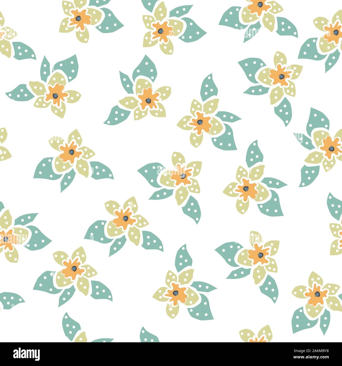Seamless Pattern with Cute Flowers. Hand Drawn Scandinavian Style ...