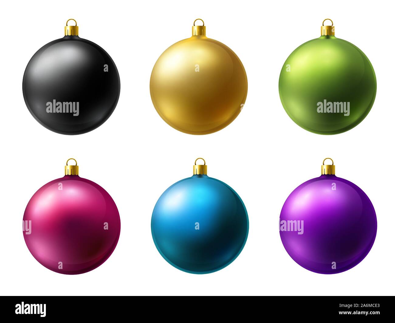 Realistic matt colored Christmas balls vector set on a white background Stock Vector