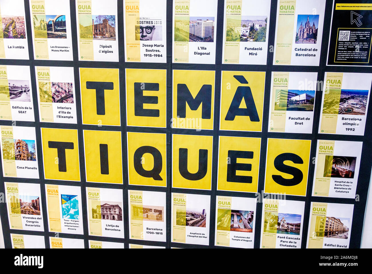 Barcelona Spain,Catalonia Universitat Politecnica de Catalunya,UPC,university,school campus,Biblioteca Oriol Bohigas,library,building,inside,display,t Stock Photo