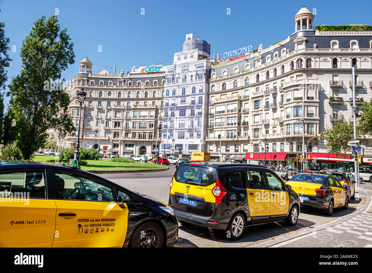 Barcelona Spain,Catalonia Plaza de Francesc Macia,Edifici Ferrer Cajigal Building,1935,Beaux Art architecture,by Josep Rodriguez i Lloveras,facade,sem Stock Photo