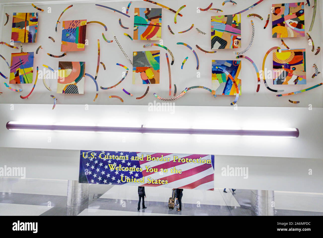 Georgia,Atlanta,Hartsfield-Jackson Atlanta International Airport,terminal,inside,U.S. Customs & Border Protection CBP,global entry,public art,welcome Stock Photo