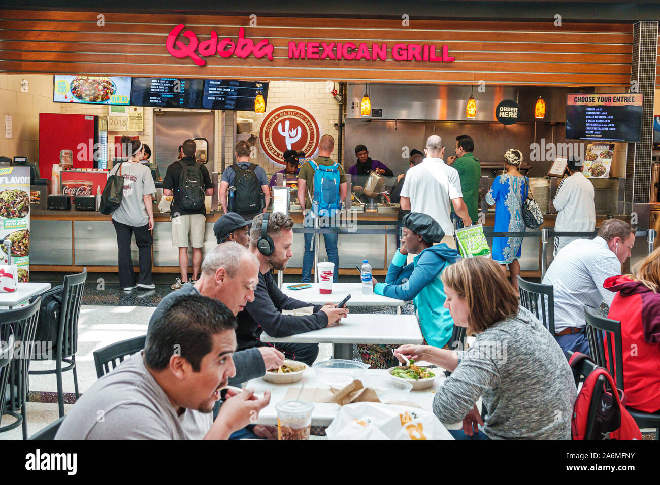 Georgia,Atlanta,Hartsfield-Jackson Atlanta International Airport,inside,food court,Qdoba,Mexican 