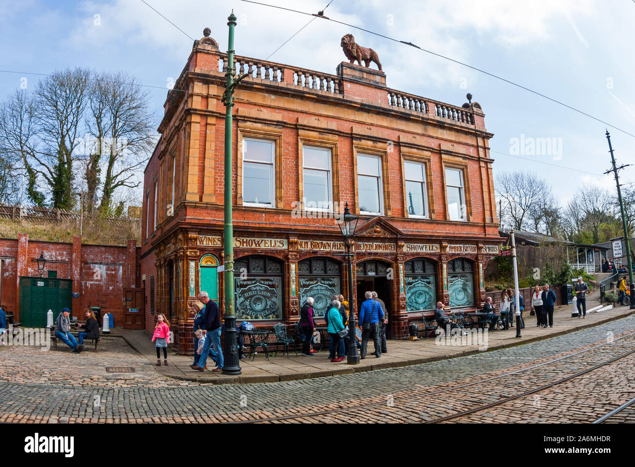The Red Lion, former working public house in Stoke-on-Trent, now at Crich Tramway Village, National Tramway Museum, Crich, Derbyshire Stock Photo