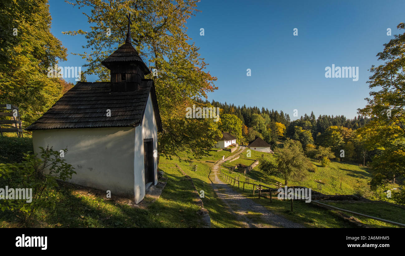 Former village Kaliste in the Slovak Republic. It was destroyed by the Nazis during the Slovak National Uprising in II. World War. Stock Photo