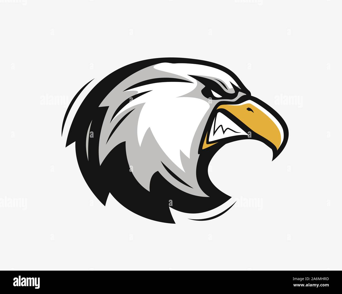 Head of an angry eagle. Sports mascot. Vector illustration Stock Vector