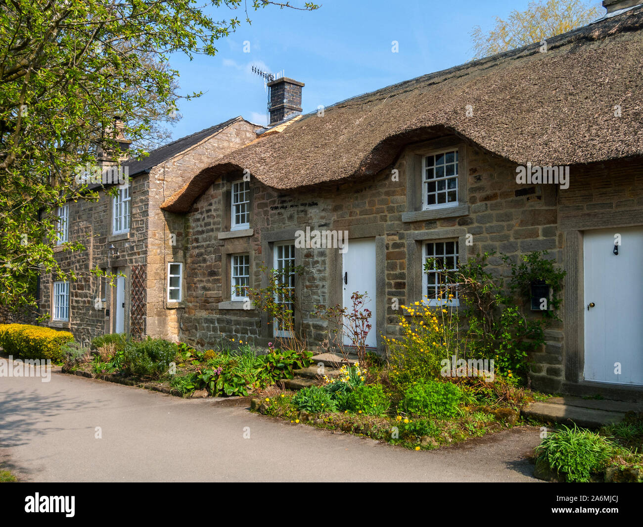 Thatched Cottages, Derbyshire Stock Photo Alamy