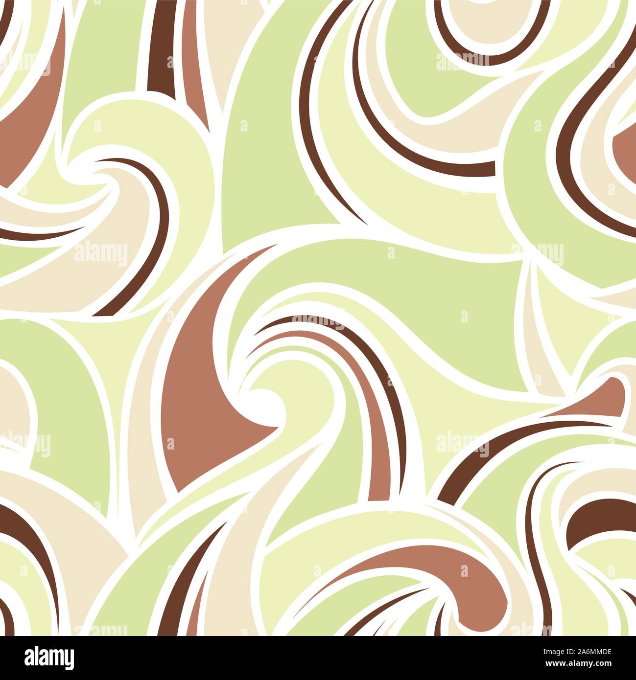 Vector abstract seamless green, beige and brown pattern. Stock Vector
