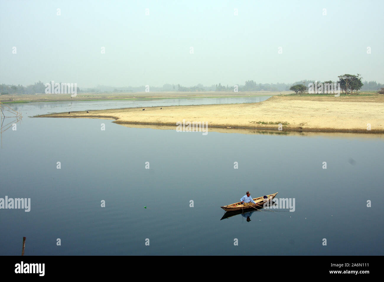 A man fishing in the river. Bangladesh. January 13, 2009. Stock Photo