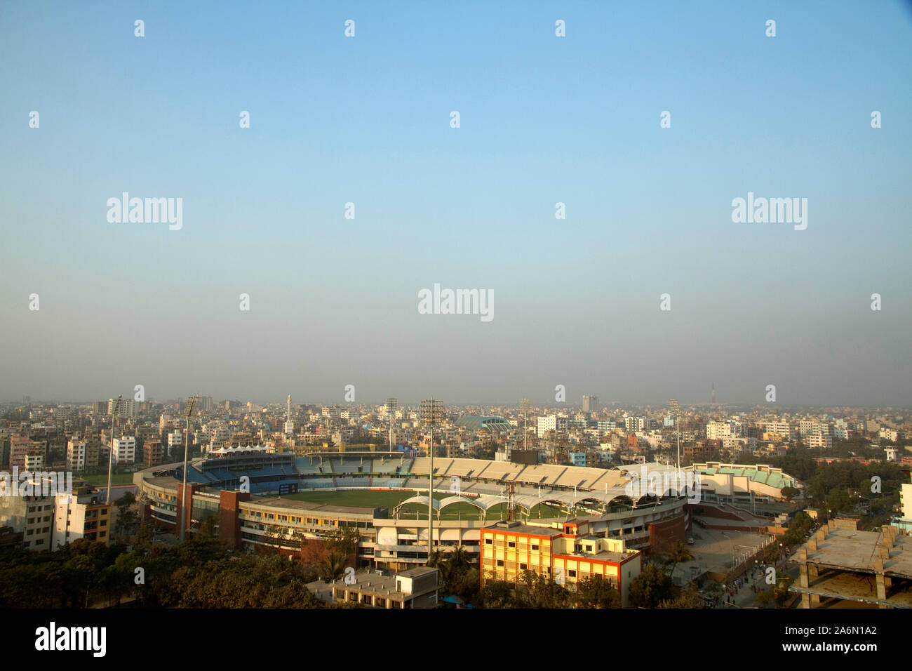 A top view of Sher-e-Bangla National Stadium in Mirpur, Dhaka, the main venue of the ICC Cricket World Cup 2011 in Bangladesh. February 12, 2011. Stock Photo