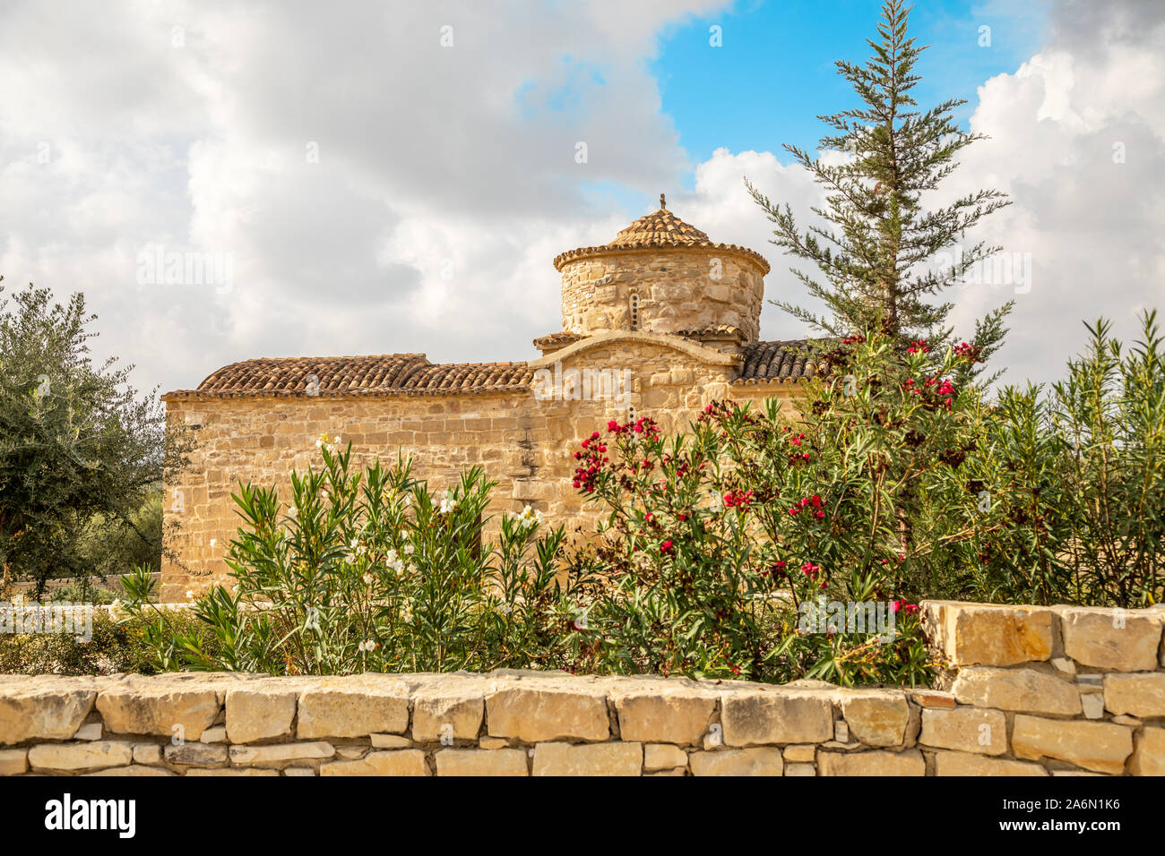 Panagia tou Kampou or Our Lady of the Fields 7th centrury Byzantine church, Choirokoitia, Cyprus Stock Photo