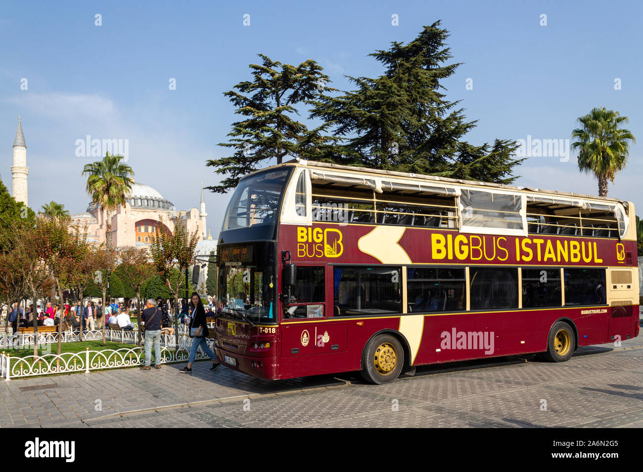 Sultanahmet, Istanbul / Turkey - October 18 2019: Big bus, hop on hop off Istanbul touristic city sightseeing tour bus Stock Photo