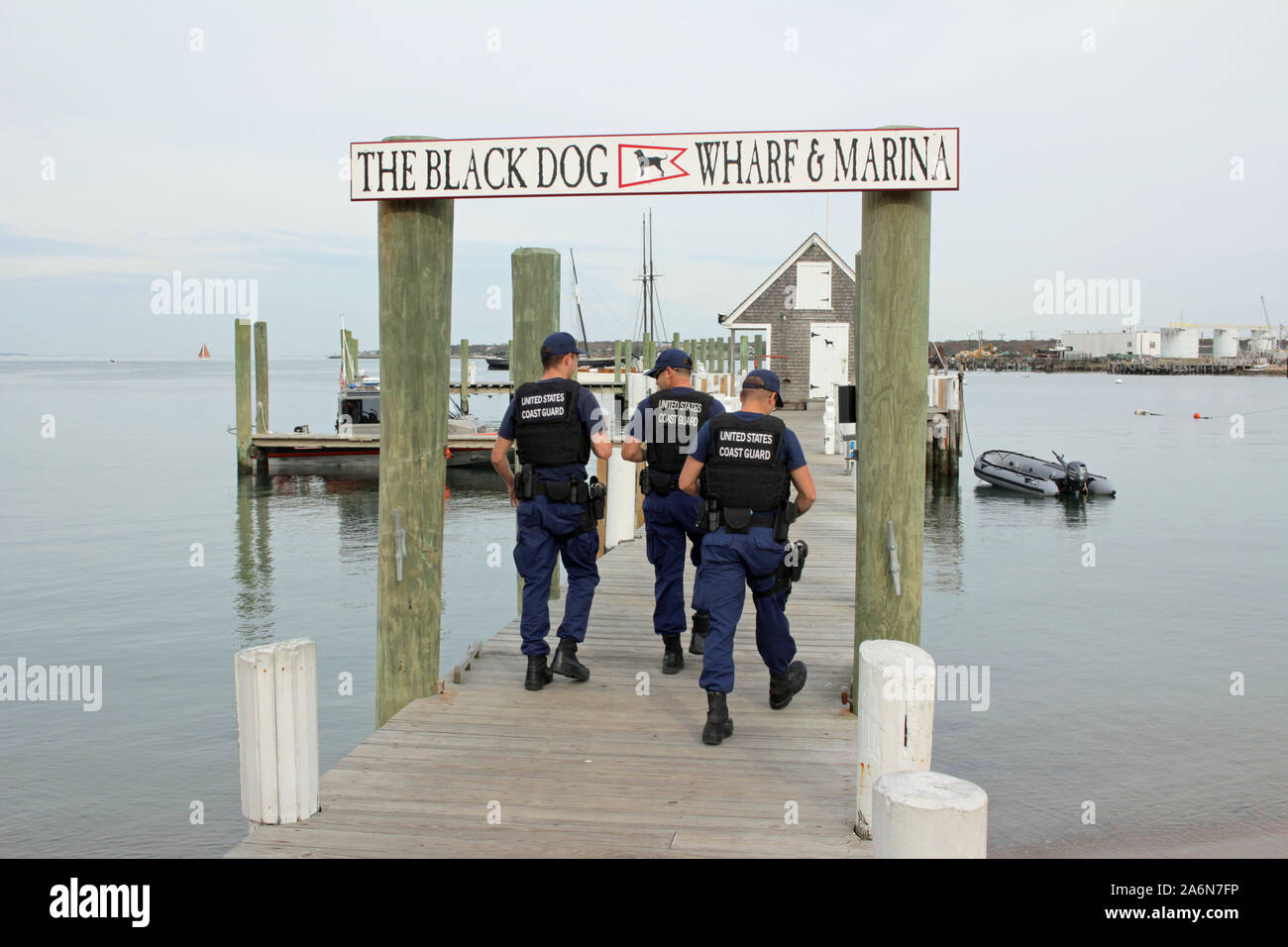 United States Coast Guard officers at Black Dog Wharf, Vineyard Haven