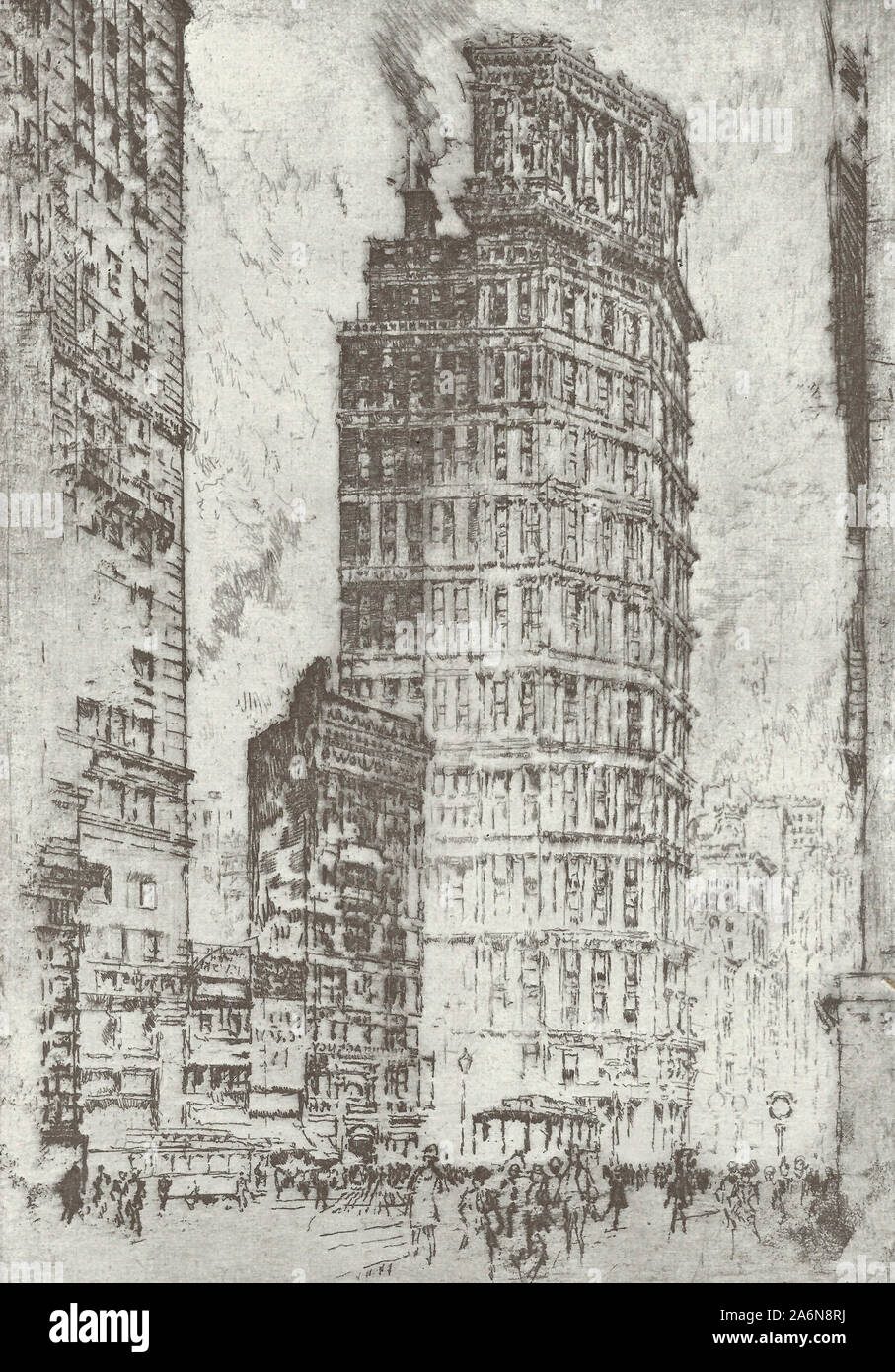 St Paul Building, Broadway and Park Row Drawn by Joseph Pennell, circa 1905 Stock Photo