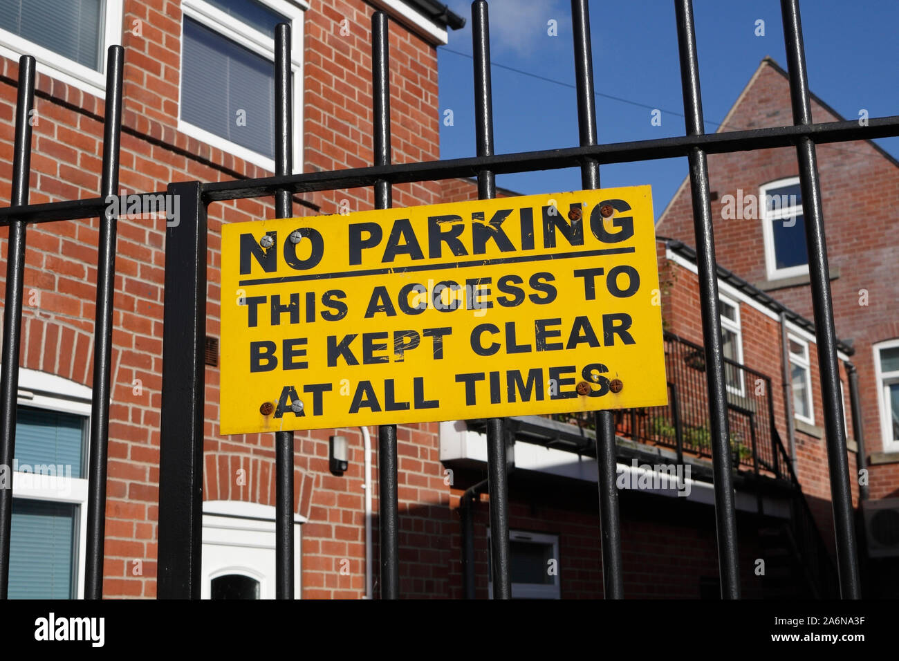 No parking sign on residential property Stock Photo