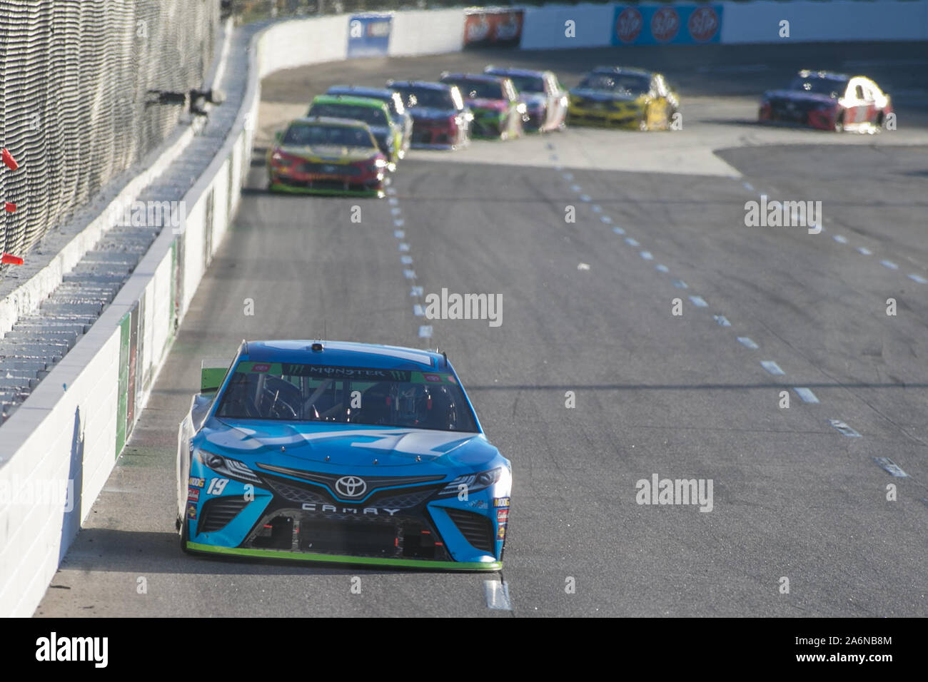 October 27, 2019: Monster Energy NASCAR Cup Series driver Martin Truex Jr. (19) leaves the field behind during the First Data 500 in Ridgeway, VA. Jonathan Huff/CSM. Stock Photo