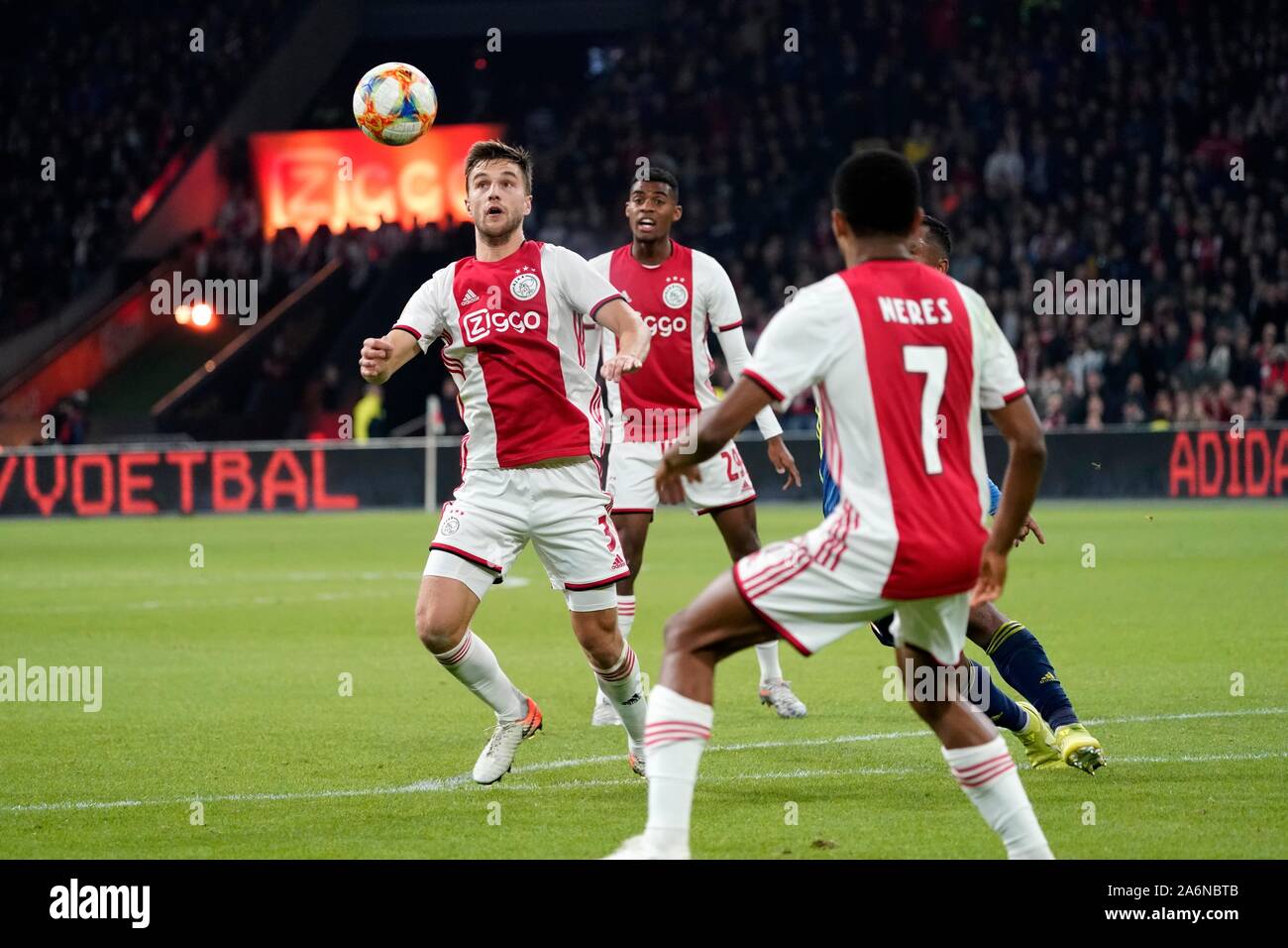 Amsterdam, Netherlands. 27th Oct, 2019. Joel Veltman (Ajax) during Premier Divison football Ajax-Feyenoord on October 27, 2019 in the Johan Cruijff Arena in Amsterdam (Photo: Soenar Chamid/SCS/AFLO) (HOLLAND OUT) Credit: Aflo Co. Ltd./Alamy Live News Stock Photo