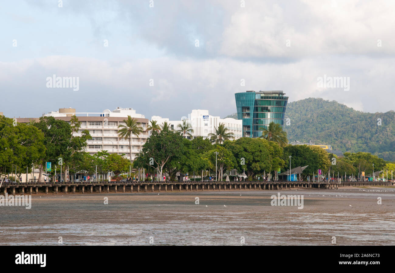 The Riley by Crystalbrook, a landmark upscale hotel development on the Esplanade at Cairns, a busy tourist destination in North Queensland, Australia Stock Photo