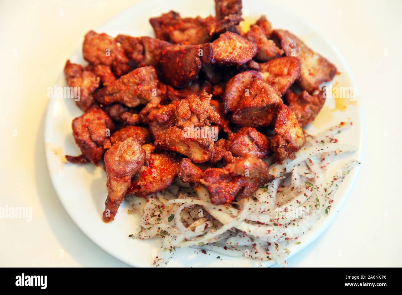 Turkish liver kebab (Ciger Kebab) on the dinner plate Stock Photo Alamy