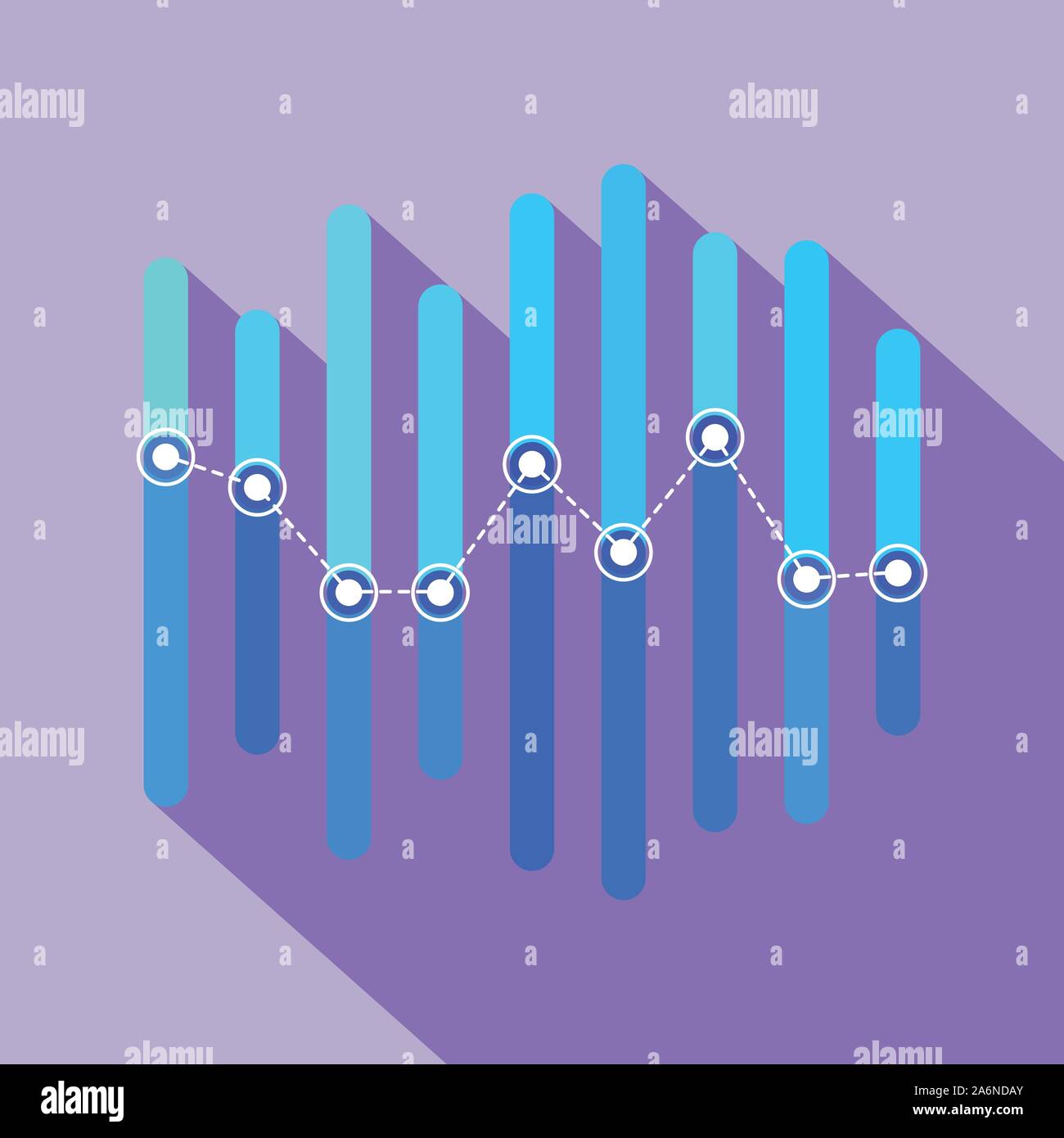 Infographics with blue overlapping bars and center line graph Stock ...