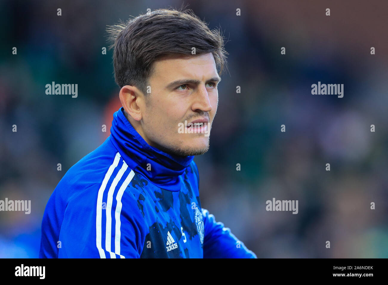 27th October 2019, Carrow Road, Norwich, England; Premier League, Norwich City v Manchester United : Harry Maguire (5) of Manchester United warming up  Credit: Mark Cosgrove/News Images Stock Photo