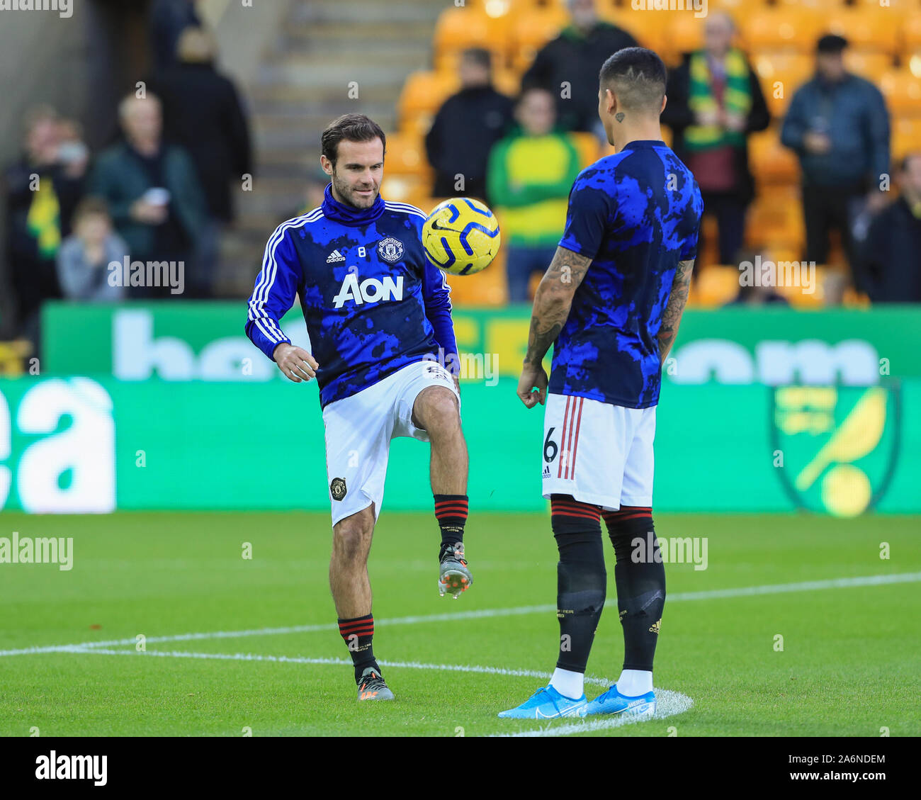 27th October 2019, Carrow Road, Norwich, England; Premier League, Norwich City v Manchester United : Juan Mata (8) of Manchester United warming up  Credit: Mark Cosgrove/News Images Stock Photo