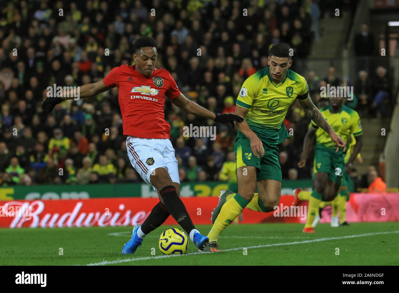 27th October 2019, Carrow Road, Norwich, England; Premier League, Norwich City v Manchester United : Anthony Martial (9) of Manchester United with the ball  Credit: Mark Cosgrove/News Images Stock Photo