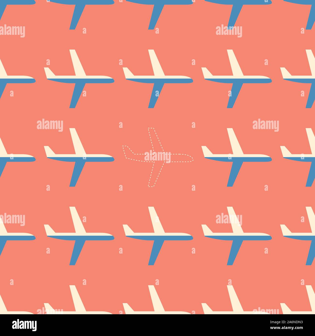 Flat styled seamless pattern with missing plane Stock Vector