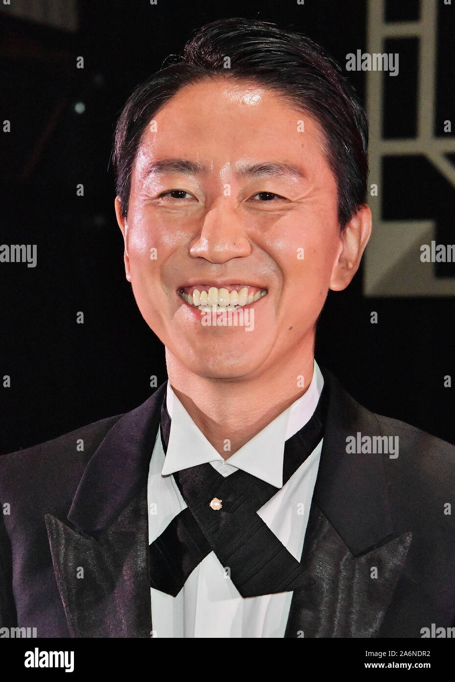 Japanese comedian Mitsunori Fukuda of Tutorial attends the opening