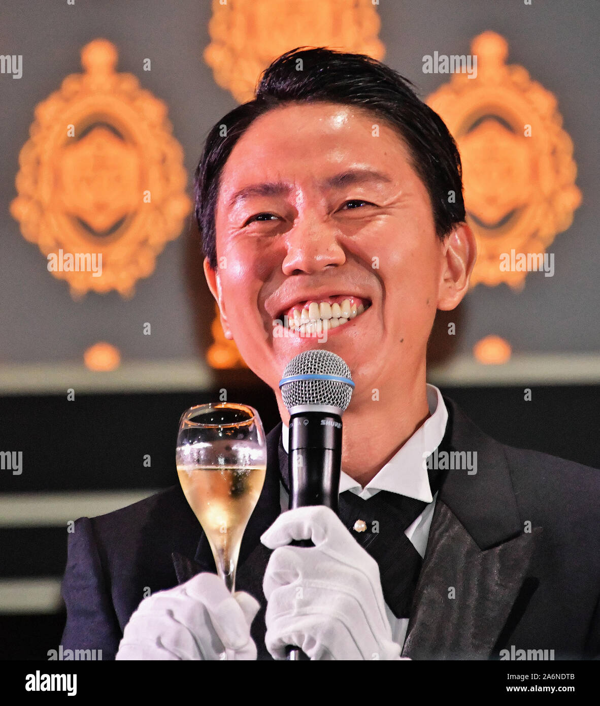 Japanese comedian Mitsunori Fukuda of Tutorial attends the opening