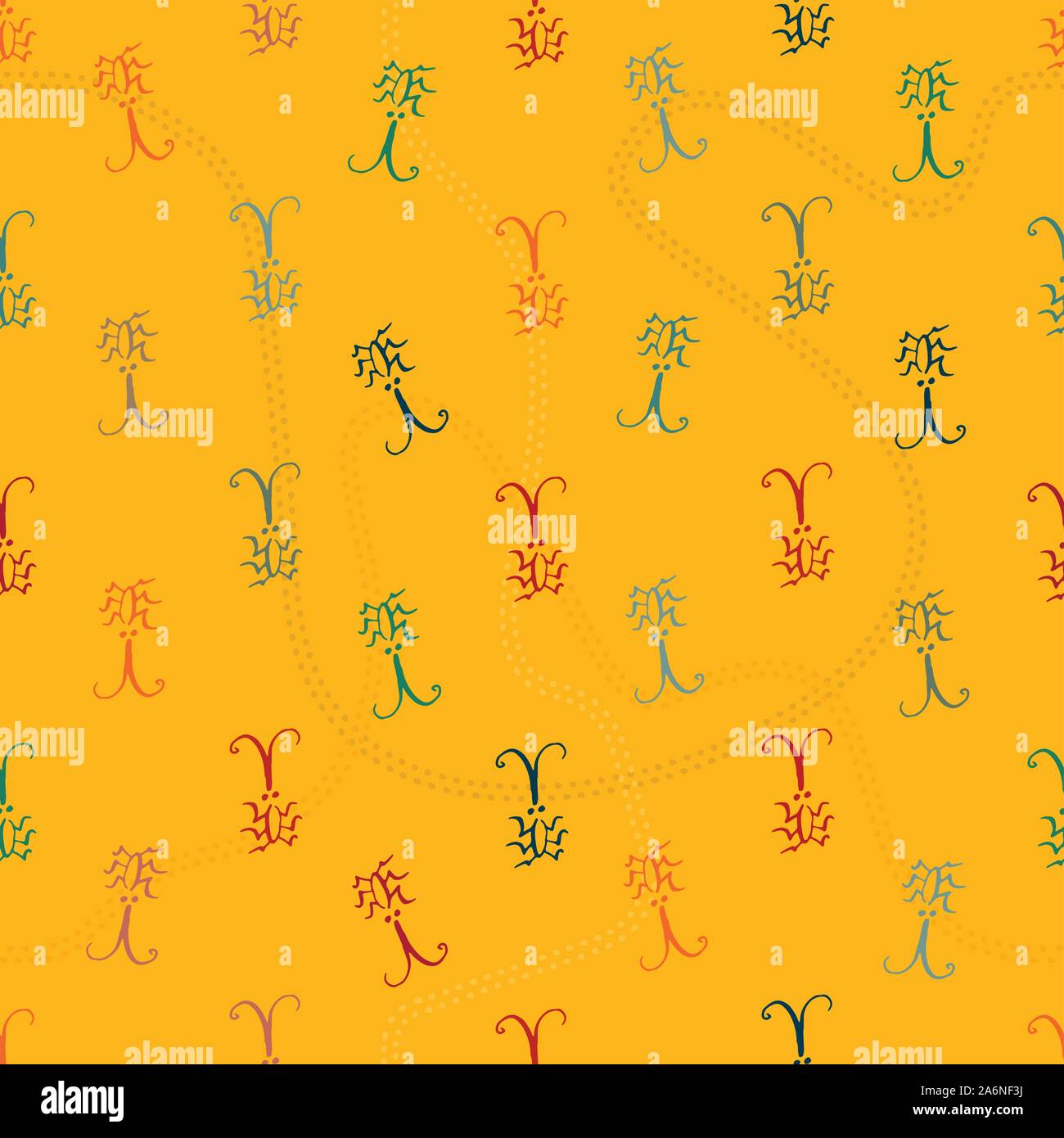 Seamless pattern with bugs and traces Stock Vector