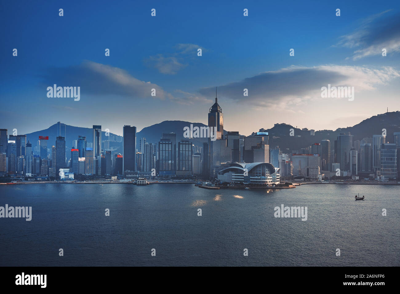 Hong Kong Skyscrapers in sunset Stock Photo - Alamy