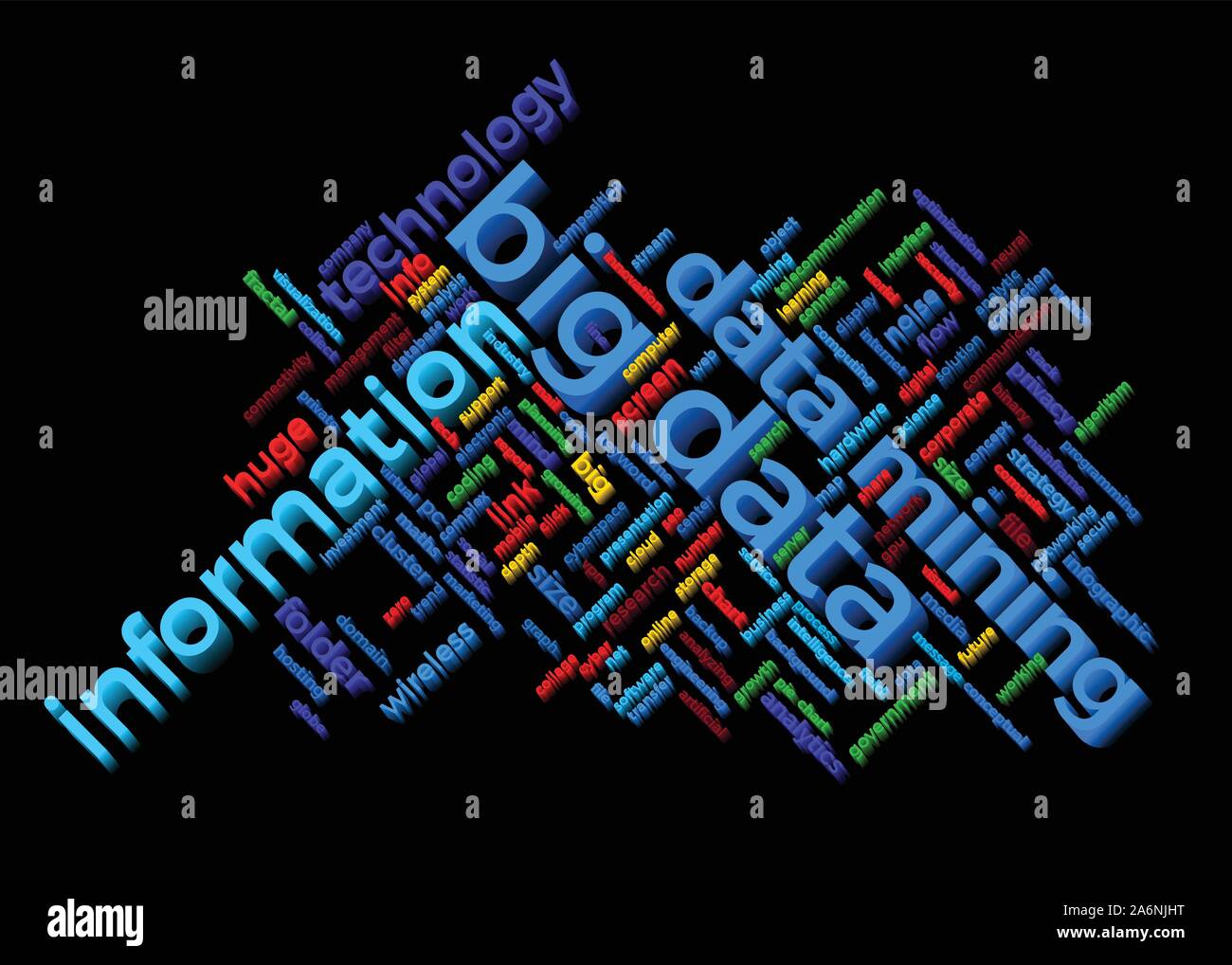 Big data themed word cloud with information and data mining text ...