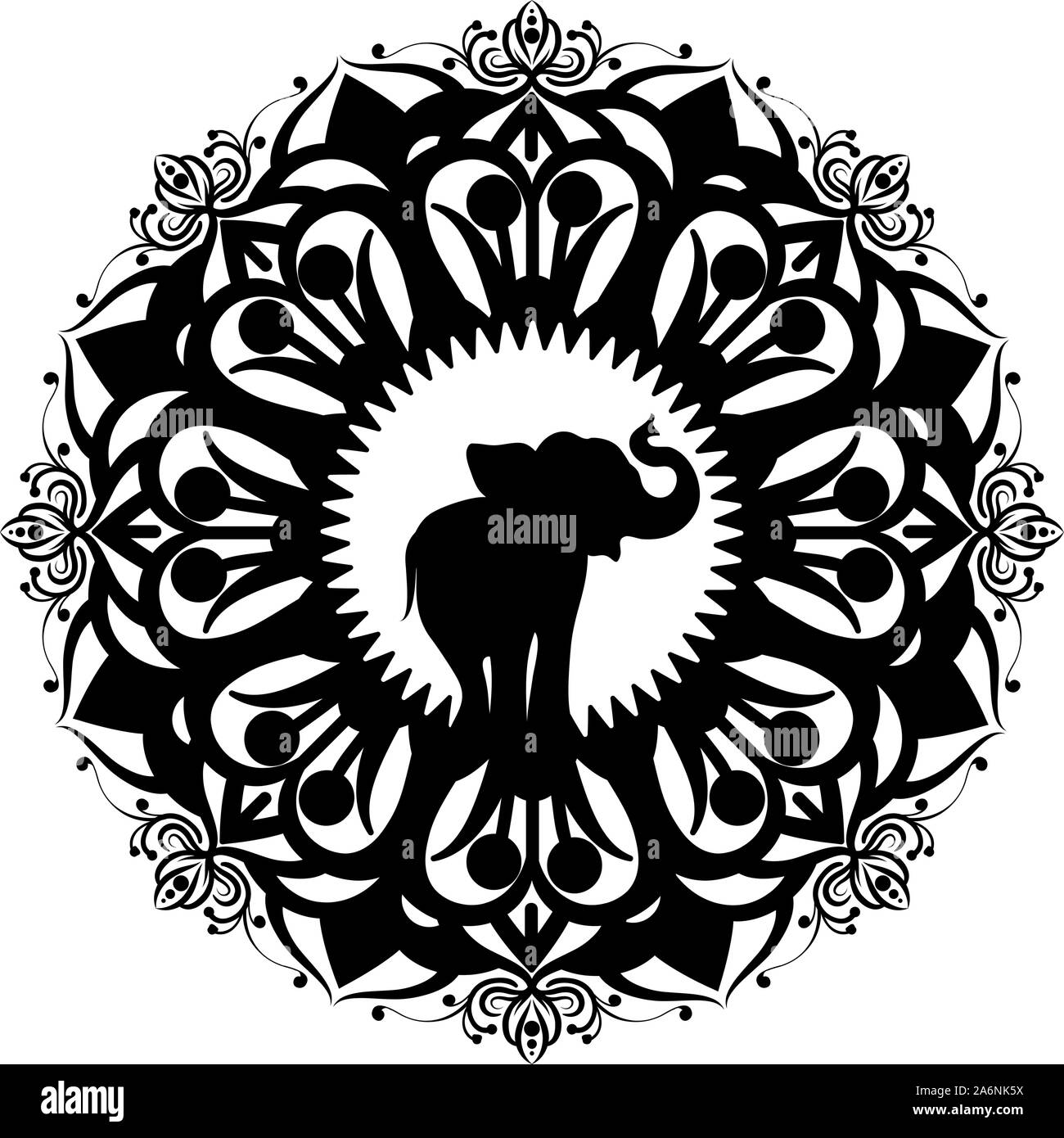 White mandala flower lace Black and White Stock Photos & Images - Alamy