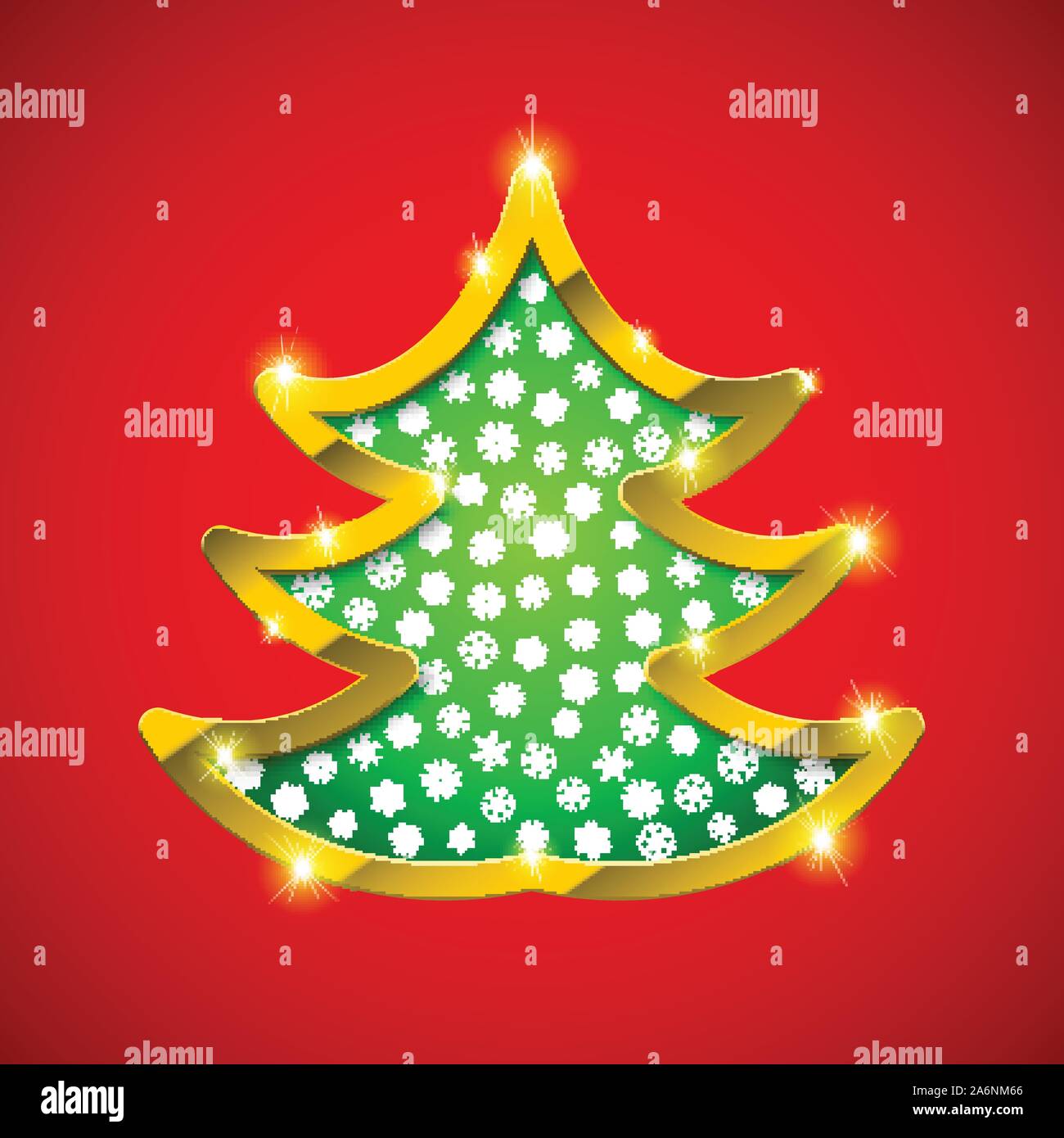 Christmas tree card with golden border Stock Vector Image & Art - Alamy