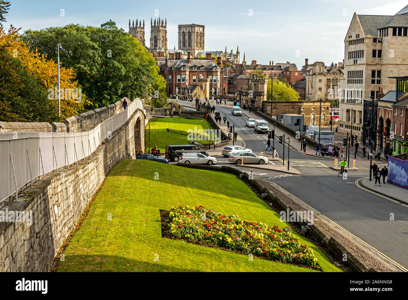 York city walls and Minster United Kingdom Stock Photo Alamy