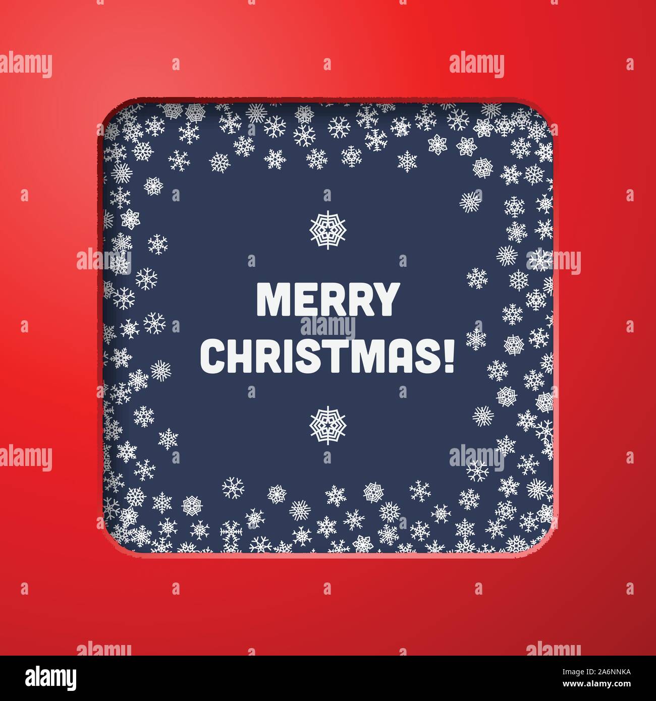 Scattered snowflakes under the retro frame Stock Vector