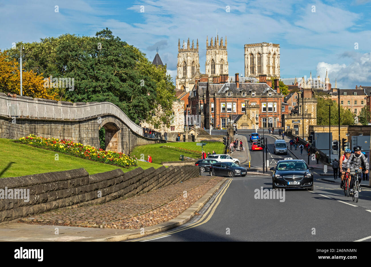 York city walls and Minster United Kingdom Stock Photo Alamy