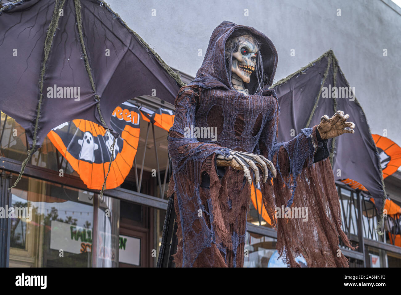 Spooky statue at Dia de los Muertos festival, day of the dead, in San Pedro, California Stock Photo