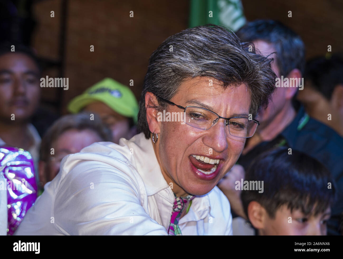 Bogota, Colombia. 27 Oct, 2019. Claudia Lopez, candidate for mayor of Bogota with the Green Alliance, celebrates her election victory in Bogota.The first woman mayor. Credit: Daniel Garzon Herazo/ZUMA Wire/Alamy Live News Stock Photo