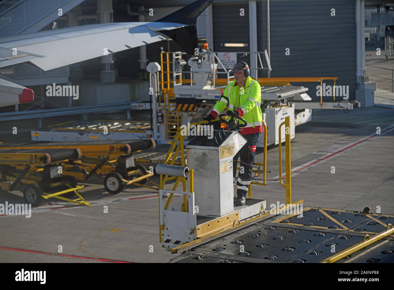 BRISBANE, AUSTRALIA, JULY 27, 2019 An unidentified luggage handler at