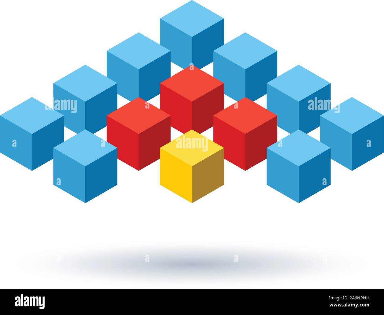 Blue cubes wings logo with red segments Stock Vector