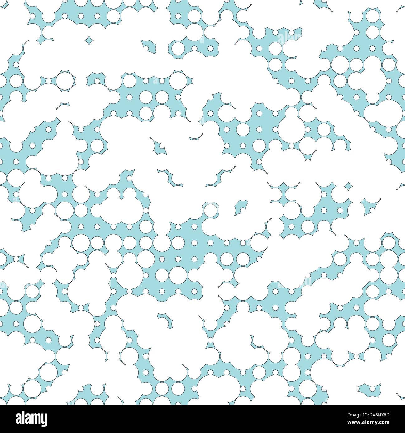 White rounds clouds on skyblue background, vector seamless pattern texture Stock Vector