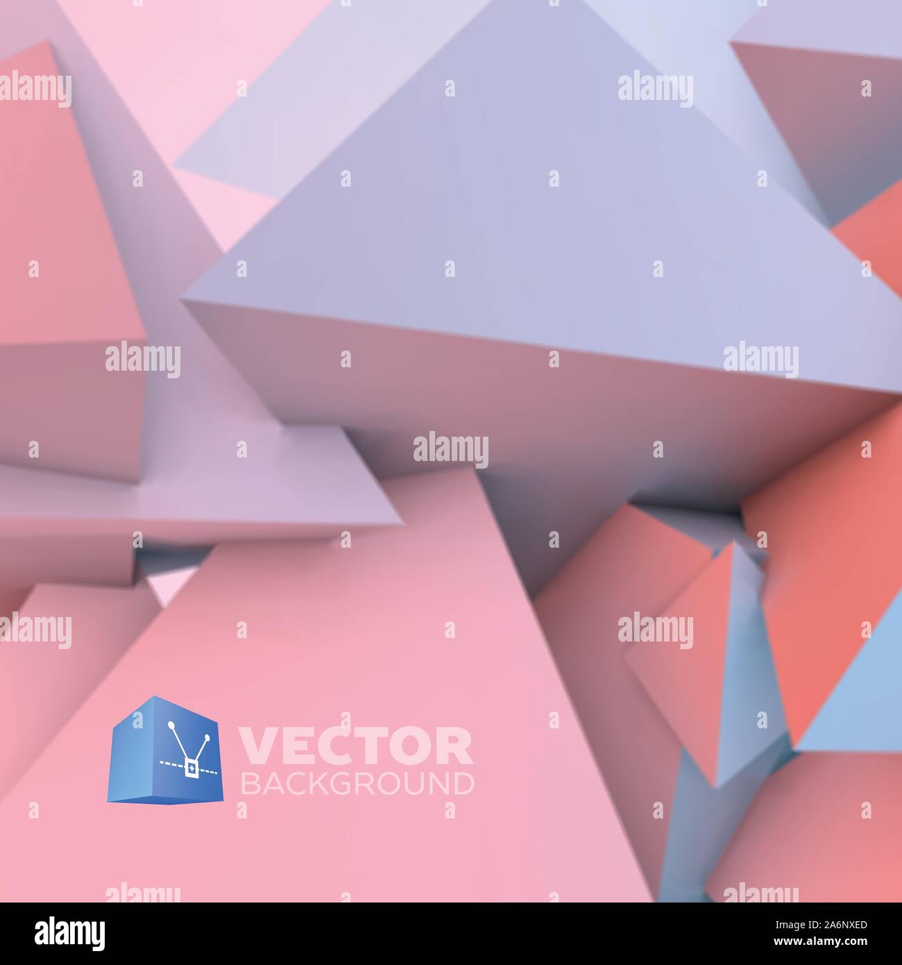 Abstract background with rose quartz and serenity pyramids Stock Vector