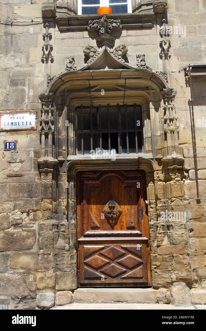 Historic doorway in Tulle, Correze, France Stock Photo