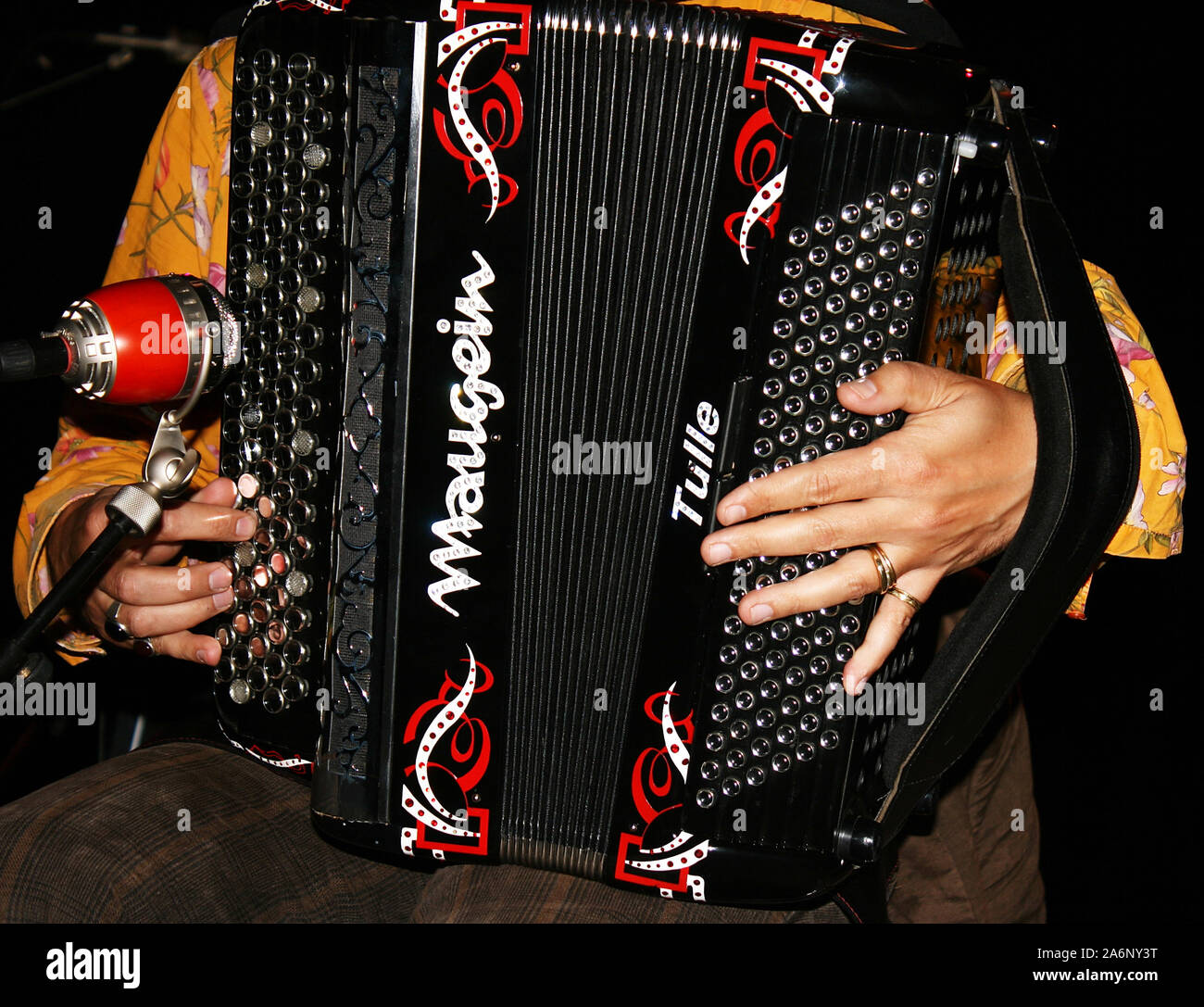 Accordionist playing in Tulle, Correze, France Stock Photo
