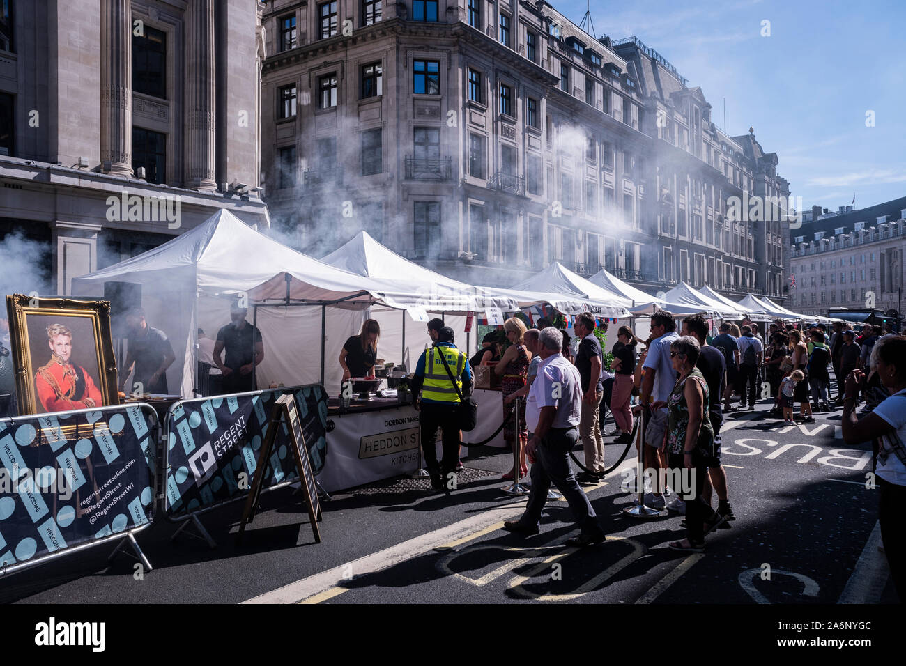 Traffic free street as Regent Street is closed off for the Summer Streets event in the City of Westminster, London, England, U.K. Stock Photo