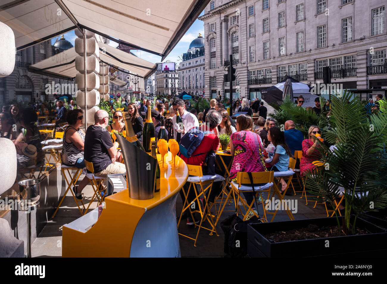 Traffic free street as Regent Street is closed off for the Summer Streets event in the City of Westminster, London, England, U.K. Stock Photo